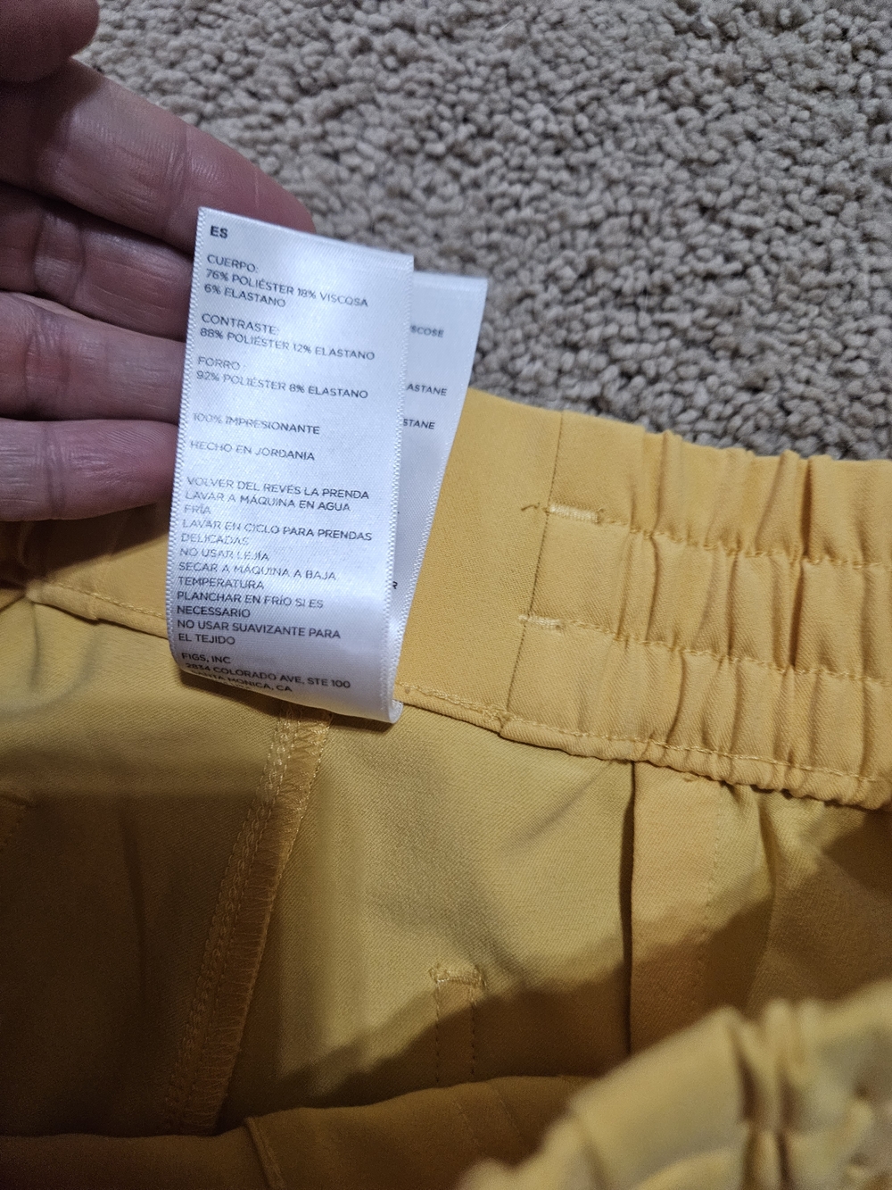 Figs Mustard Yellow Drawstring Jogger Pants with Purple Tie - Picture 5 of 8